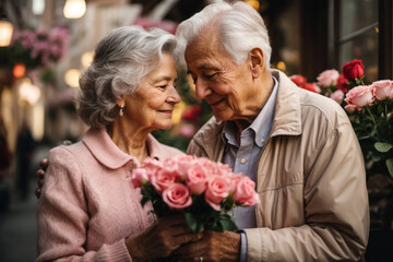 Couple exchanging Valentine's Day gifts generated by artificial intelligence