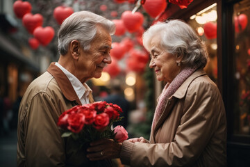 Couple exchanging Valentine's Day gifts generated by artificial intelligence