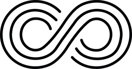 Infinity icon. Eternity, infinite, endless and forever loop symbol sign in black flat style isolated on transparent background. Symbol of repetition and unlimited cyclicity emblem.