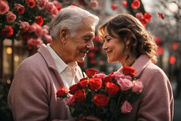 Couple exchanging Valentine's Day gifts generated by artificial intelligence