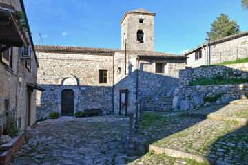 A street between old houses in Pico, a medieval village in Lazio Italy.