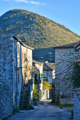 A street between old houses in Pico, a medieval village in Lazio Italy.