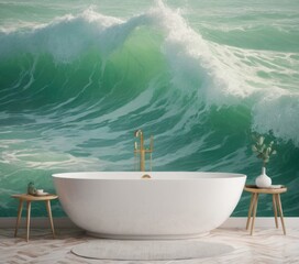 water green wallpaper with sea waves