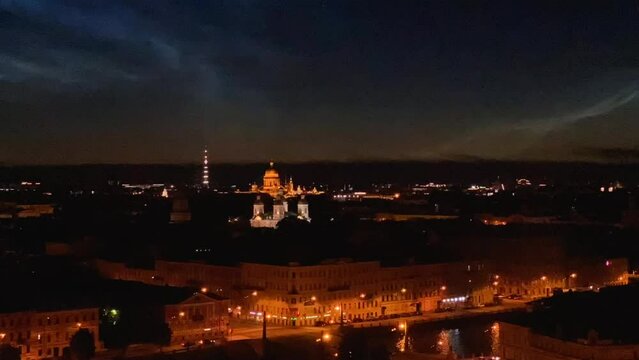 Aerial sunrise time lapse of St. Petersburg