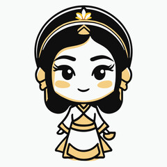 beutyfull asian girl cartoon