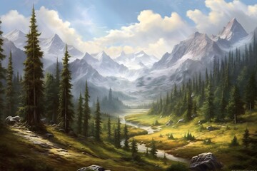 Panoramic view of the mountains. Mountain landscape. Panoramic view.