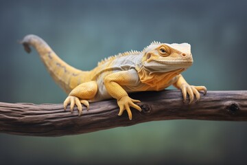 Naklejka premium monitor lizard heat on wooden branch