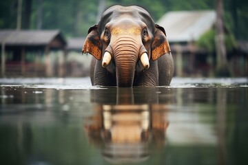 reflection of bornean elephant in water