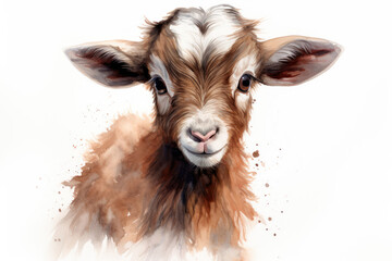 portrait of a cute baby goat