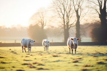 frost-covered cows on a crisp morning