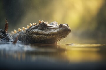 Fototapeta premium crocodile tail emerging from murky water