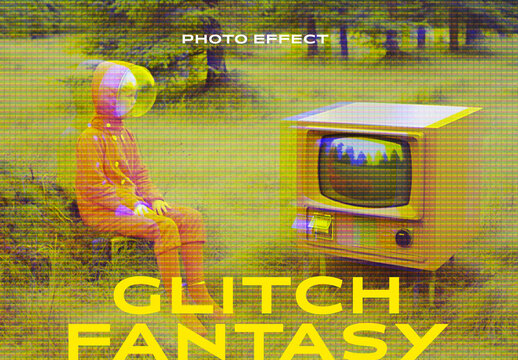 Glitch Fantasy Photo Effect Mockup