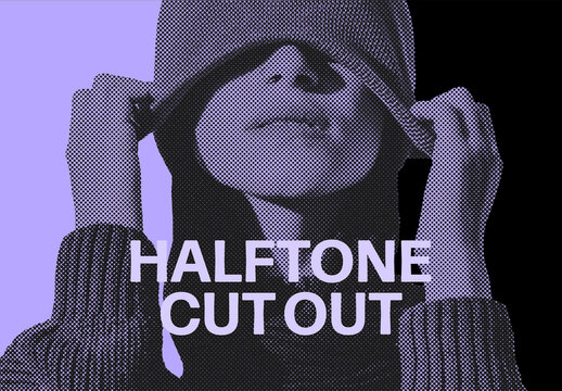 Vintage Halftone Cut Out Photo Effect Mockup