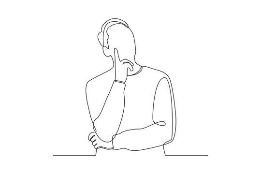 Continuous one line drawing Thinking or solving problem concept. Doodle vector illustration.