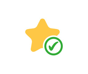 Star favorite icon with confirmation checkmark icon. Star and tick icon. Star with a check mark vector design and illustration.
