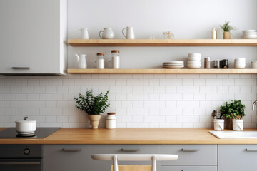 Naklejka na ściany i meble contemporary Kitchen countertop at home. AI Generative