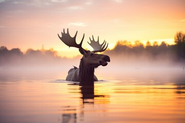 moose silhouetted against a canadian sunrise