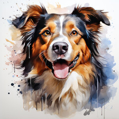 Fototapeta premium watercolor Collie clipart, Generative Ai