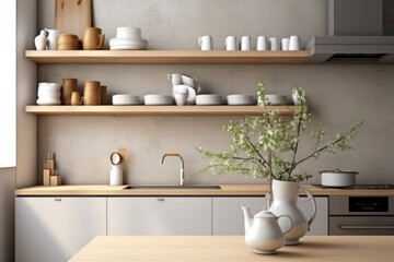 Fototapeta na wymiar contemporary Kitchen countertop at home. AI Generative
