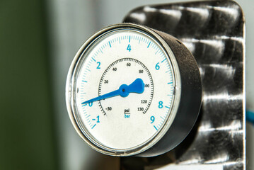 Closeup manometer Pressure measurement analysis Pressure is measured in units of force per unit of...