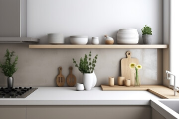 Fototapeta na wymiar contemporary Kitchen countertop at home. AI Generative