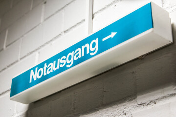 German Sign Notausgang meaning Emergency exit light sign