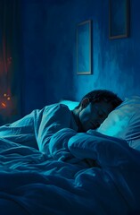 a Man Sleeping Comfortably in a Bedroom - sleeping day concept
