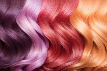 Hair color palette with texture background and dyed hair color samples. - obrazy, fototapety, plakaty