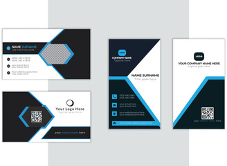 Blue and black simple minimal and clean creative modern business and name card template design layout. Corporate business card design with attractive concepts.