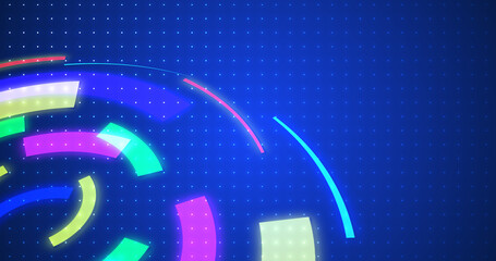 3d Cybersecurity server update like technology hud background. Glowing moving round geometric hud element like a processor software protection concept. Blue tech infographic bg.Loading computer.