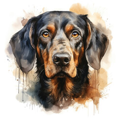 Fototapeta premium watercolor Coonhound clipart, Generative Ai