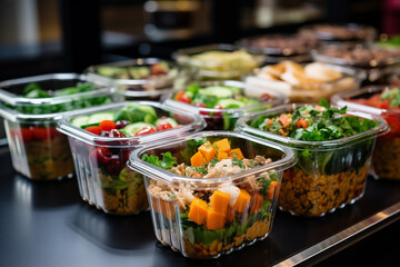 Takeaway prepared food in glass bowls. - Powered by Adobe
