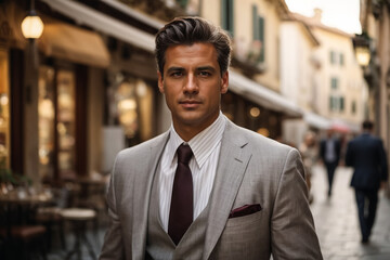 Fototapeta premium Business man in off working on laptop