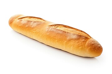 Fresh baguette on white background