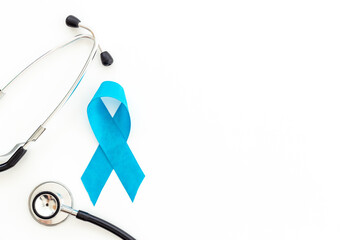 Blue ribbon - colon or prostate cancer awareness concept