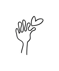 hand holding heart icon, vector best line icon.