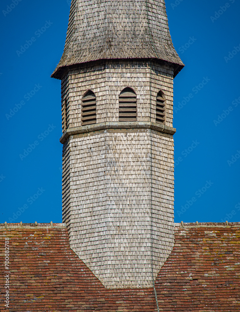 Canvas Prints clocher recouvert de bois de l'église paroissiale d'argenton-sur-creuse, indre, france