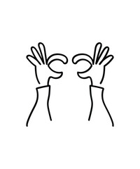 hand holding hand draw icon, vector best line icon.