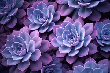 Teal and purple succulent cactus leaves close up, wall art with selective focus. - Powered by Adobe