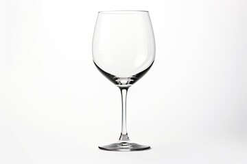 Fashionable wineglass without contents on a white backdrop.