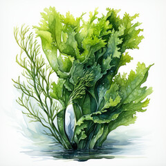 watercolor seaweed clipart, Generative Ai