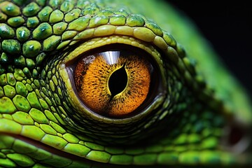 Close up of a green iguana s eye - obrazy, fototapety, plakaty