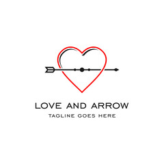 Red Heart with Arrow on black logo design
