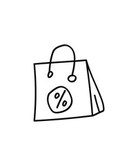 shopping bag hand draw icon, vector best line icon.