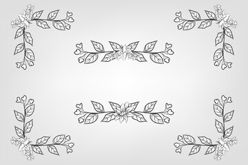 Set botanic blossom floral elements Decorative for Invitation