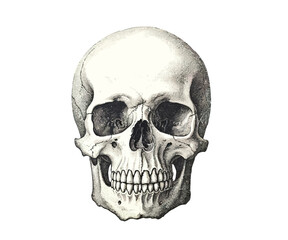 Old-time engraving of the Skull. Vector illustration design.