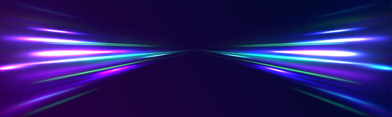 Light trail wave, fire path trace line, car lights, optic fiber and incandescence curve twirl. High speed road in night time abstraction. Sport car is made of polygons, lines and connected dots.	 - obrazy, fototapety, plakaty