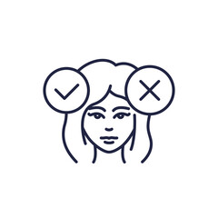 decision making line icon with a woman
