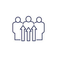 team growth line icon on white