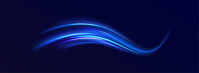 Creative vector illustration of flying cosmic meteor, planetoid, comet, fireball isolated on transparent background. Futuristic neon light effect. Speed of light concept background.	